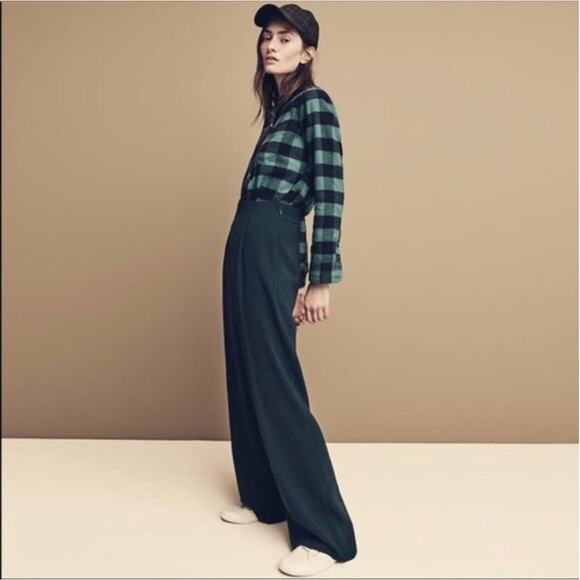 J. Crew Wide Leg Pleated Pant in Matte Crepe Emerald Green H2815 Size 2 - Picture 2 of 12